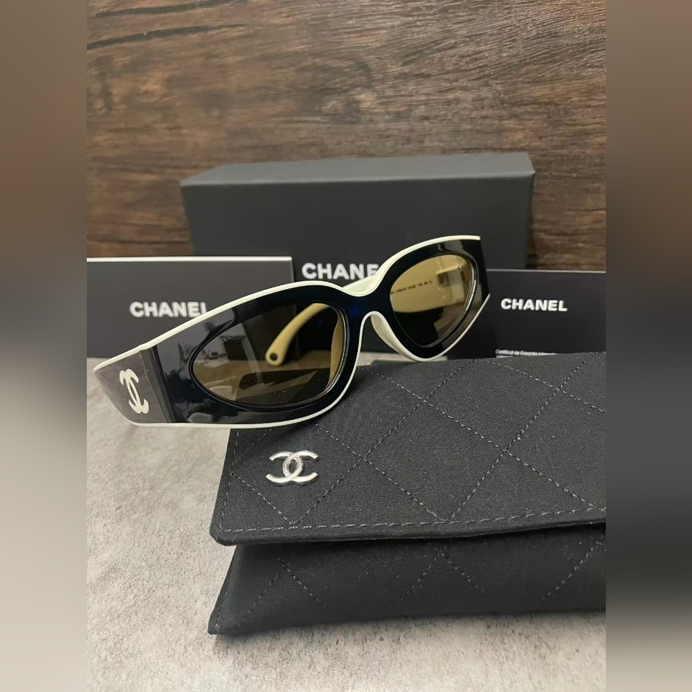Chanel Black & White Cat Eye Sunglasses